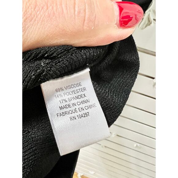 Milly Sleeveless Shirred Side Mock Neck Knit Sheath Dress Black Women's Size L - Picture 6 of 6